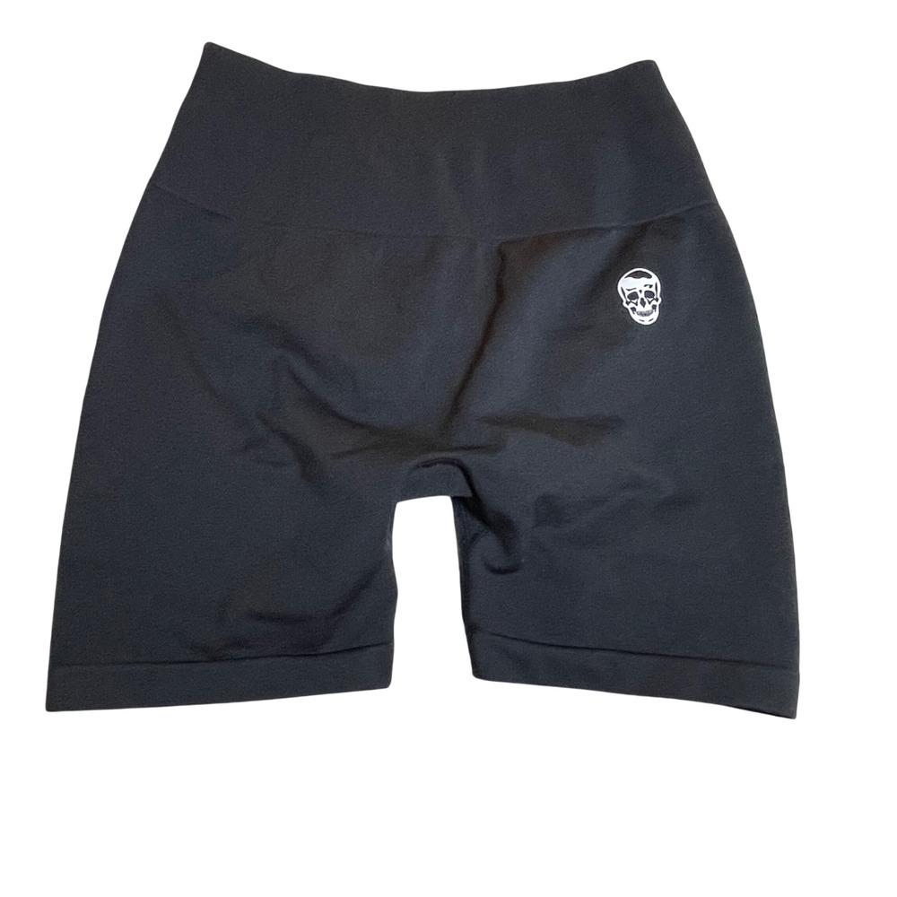 Gymreapers Womens Black Seamless Scrunch Butt Biker Shorts Size Medium High Rise